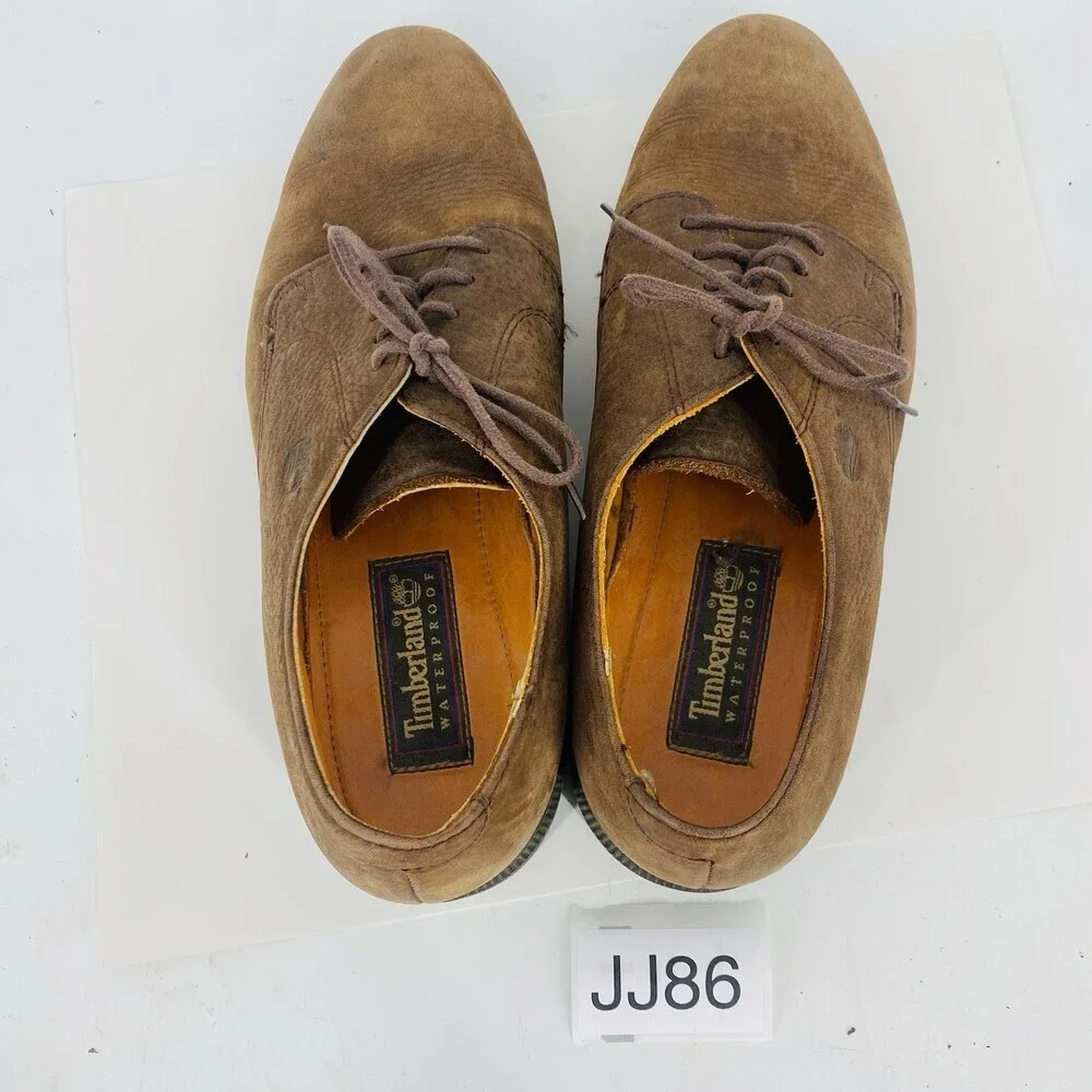 Timberland Waterproof Genine Pebbled Leather Derby Shoes Size 9.5 M Oxford Brown